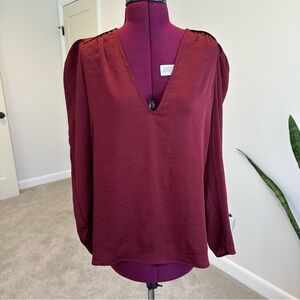 Elegant Burgundy V-Neck Express women’s  medium Blouse